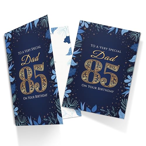 Elegant 85th Birthday Card for Dad - Navy & Gold Design