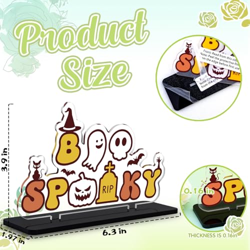 VIESUJI Ghost Acrylic Sign Halloween Decor & Boo Basket Stuffer