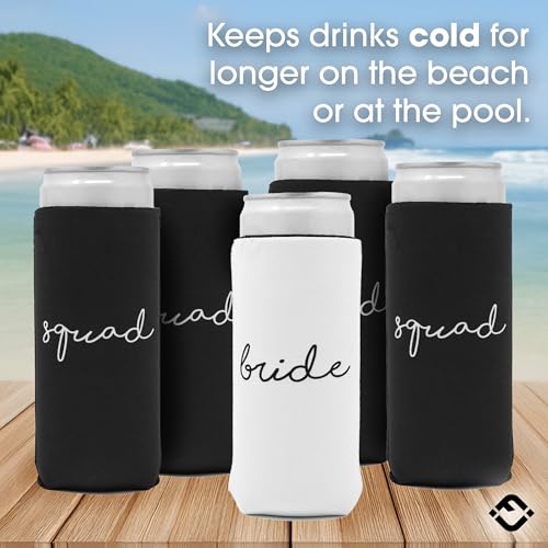 Bride Squad Slim Can Cooler - Neoprene Drink Sleeve for Bachelorette Parties