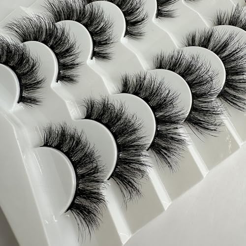 MYMYDA Fluffy False Eyelashes Natural Look Wispy 5D Strip Lashes