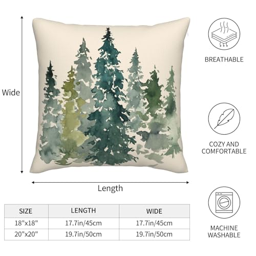 Christmas Blue Green Tree Throw Pillow Covers - Set of 2, 20x20 Inch