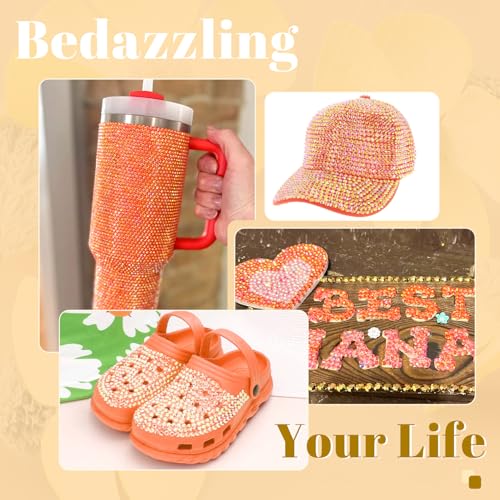6000pcs 4mm Resin Jelly Flatback Rhinestones Orange AB with Tools