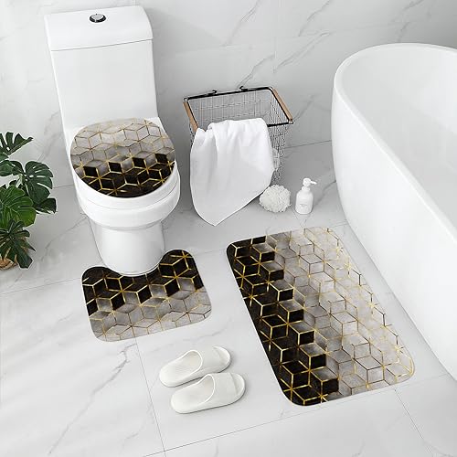 Gibelle Luxury Bathroom Shower Curtain Set with Rugs and Accessories