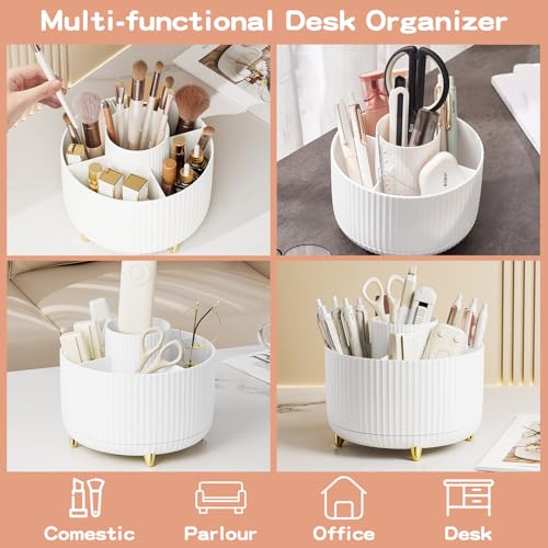 Fanado 360° Rotating Makeup Brush Holder & Cosmetic Organizer - White
