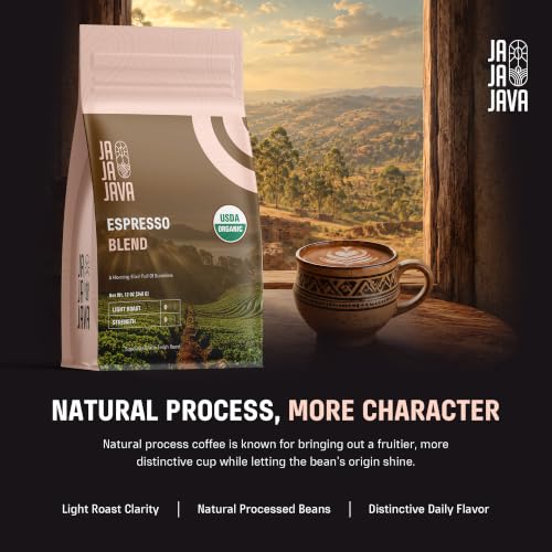 Ja Ja JAVA Organic Espresso Beans - Light Roast Whole Bean Coffee, 12 oz