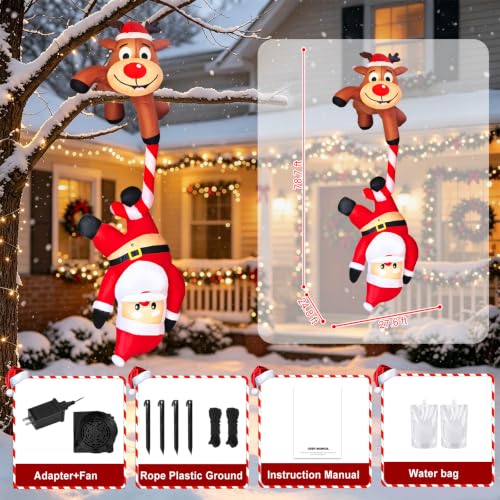 7.2ft Inflatable Christmas Santa Claus with Reindeer & LED Lights - Indoor Outdoor Holiday Decor