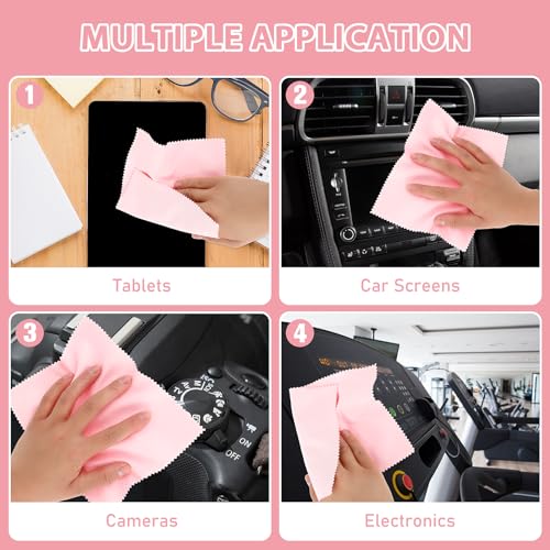 Andibro 10 Pcs Pink Microfiber Eyeglass Cleaning Cloths
