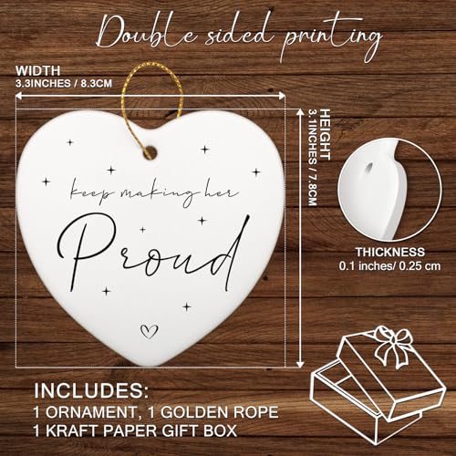 Memorial Heart Ornament Keep Making Her Proud Sympathy Keepsake for Loss of Loved One