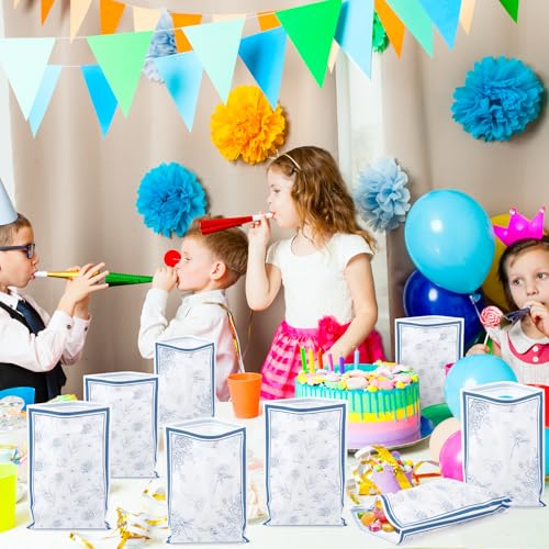 50 Pcs Vintage Floral Blue & White Party Favor Bags