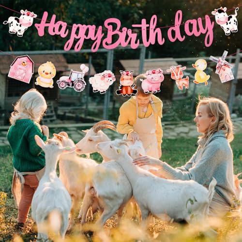Farm Animal Birthday Banner Set - Pre-Strung Barnyard Decor