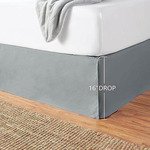 Full Dark Grey Pleated Bed Skirt - Machine Washable & Wrinkle Resistant