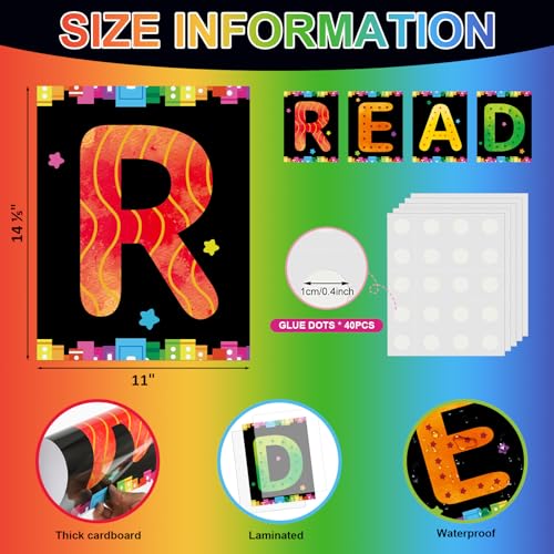 COCHIE Reading Posters Set of 4 - Classroom Decor for Kids