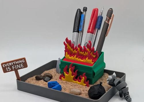 Dumpster Fire Zen Garden - Relaxing Miniature Landscape for Stress Relief | Perfect Desk Decor
