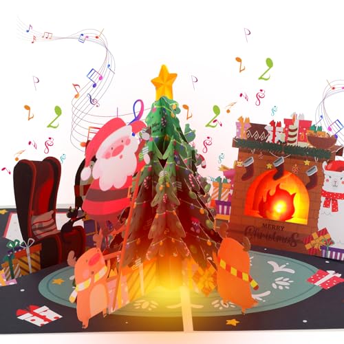 Musical Christmas Card with Lights & Music - Interactive Holiday Greeting Card
