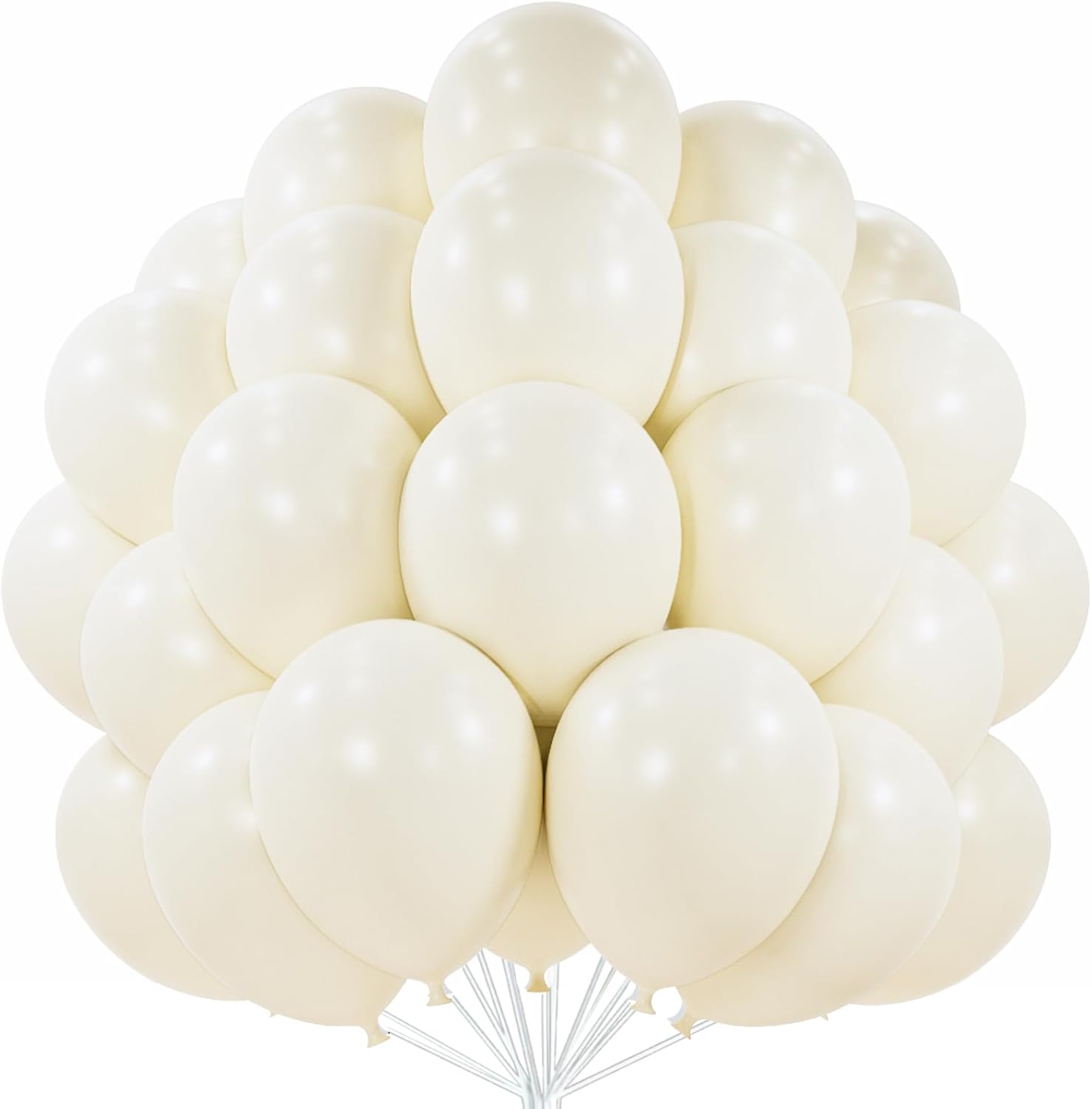 PartyWoo Beige Balloons - 50 Pcs 12 Inch Cream Ivory White for Weddings, Baby Showers & Parties
