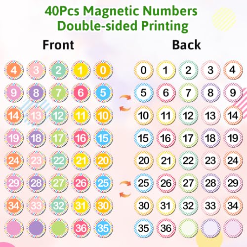 Ceiba Tree 40-Piece Magnetic Number Set - Colorful Double-Sided Magnets