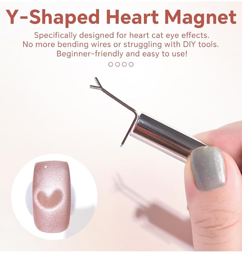 Rolabling Heart Magnet Cat Eye Nail Tool Set with Y-Shaped Guide Wand