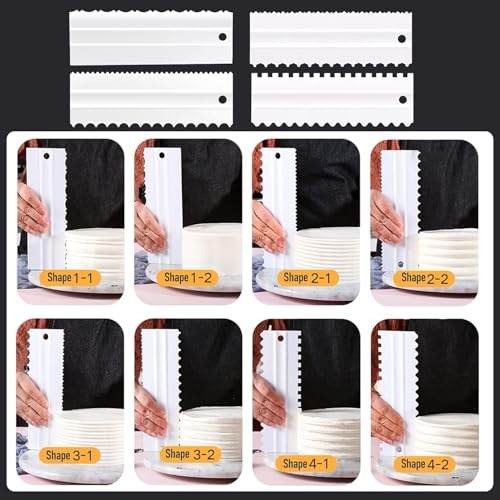 4-Piece Plastic Cake Scraper Set for Smooth Icing & Decoration
