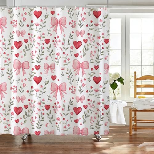 Pink Bows Shower Curtain - Waterproof Polyester, 72x72 Inches