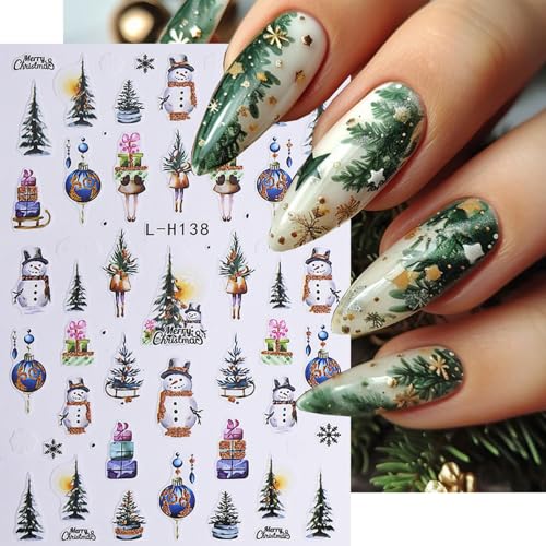 Christmas Nail Art Stickers 6 Sheets 3D Self-Adhesive Decals