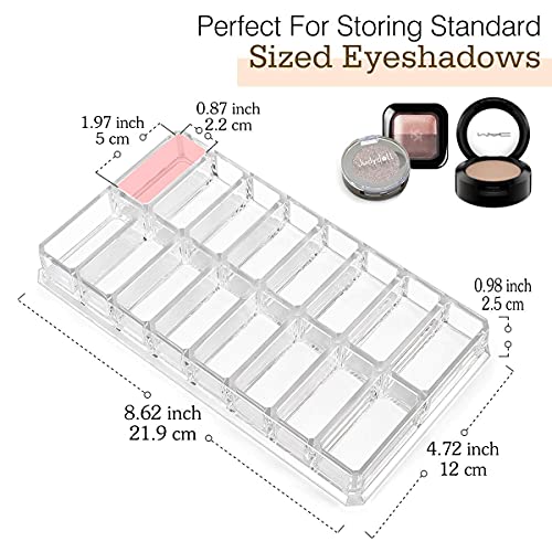 Luxspire 16-Slot Acrylic Eyeshadow Organizer, 8.62x4.72x0.98 Inch