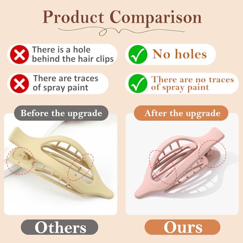 ANEESAA 8 Pack French Flat Hair Claw Clips for Women - Matte No Slip Large Hair Barrettes for Thick & Thin Hair