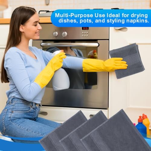 100% Cotton Wash Cloths - 12x12 Inch, 6 Pack, Soft & Absorbent