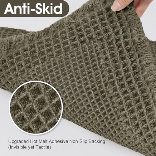 ACCUMTEK Waffle Bath Mat 36x24 in Greyish Green Bordered Non-Slip Quick Dry Bathroom Rug