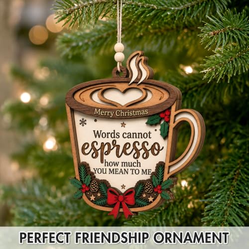 Friendship Christmas Ornament for Women - Best Friend Gift with Coffee Mug Design
