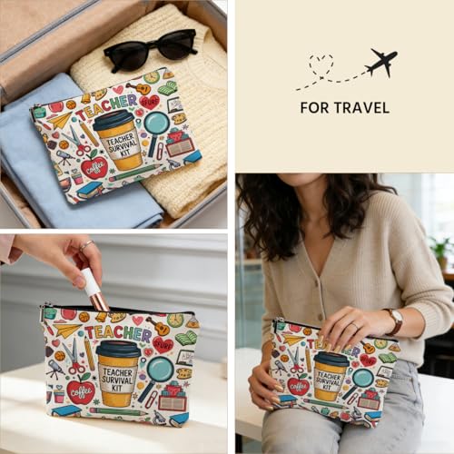 Teacher Makeup Bag Waterproof Travel Cosmetic Pouch Appreciation Gift