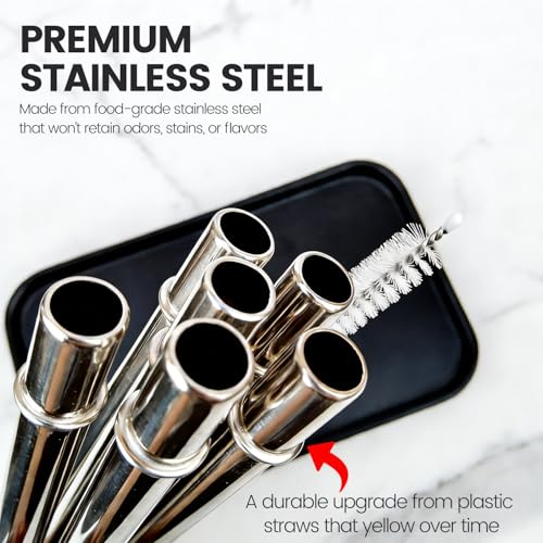MIMORE 10.6" Metal Straws for YETI - 6 Pack Reusable Straws