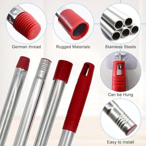 Aiyiried Adjustable Stainless Steel Mop Handle for Ocedar Spin & Flat Mops - Single 4-Section Replacement, 30-58 Inch