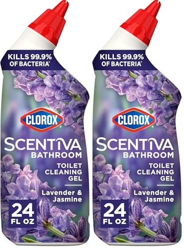 Clorox Scentiva Toilet Cleaning Gel, Lavender & Jasmine, 24 Fl Oz (Pack of 2)