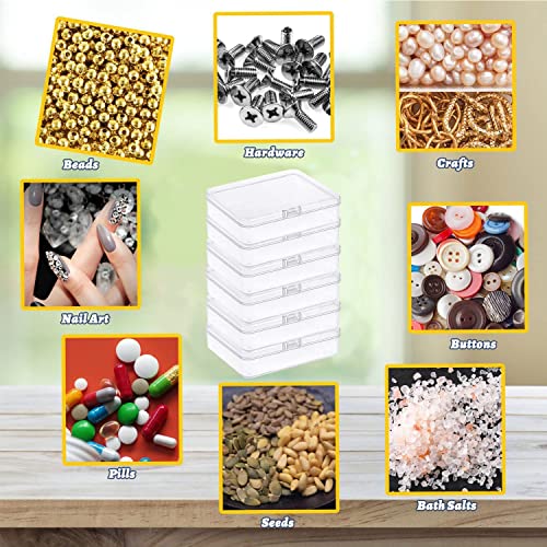 Mini Plastic Storage Containers - 6 Pcs Rectangle Boxes for Crafts