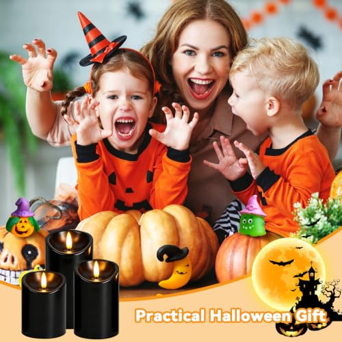 Black Flameless Candles with Remote & Timer - Halloween LED Pillar Set - Black