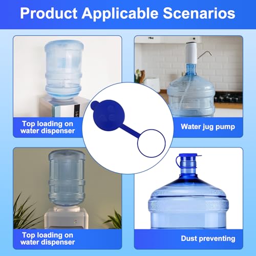 6PCS 3 and 5 Gallon Water Jug Cap, Silicone Replacement Gallon Caps for 55mm Standard Bottle and Water Dispensers- Non-Spill Lids for 3&5 Gallon Cover Jug water caps