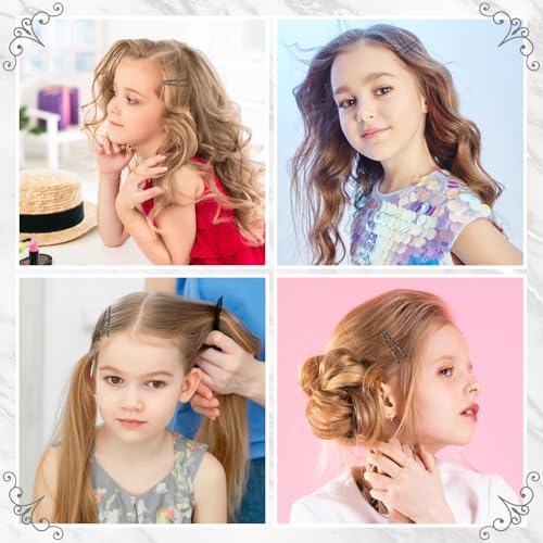 HJZHII Mini Black Bobby Pins 50pcs - 1.37 Inch Metal Wavy Hair Clips for Updos Buns