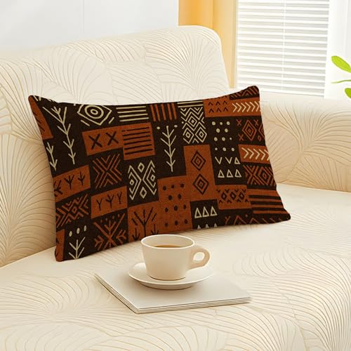 Boho Rustic African Pillow Covers 12x20 - Mud Cloth Design