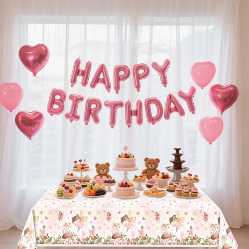 Pink Fairy Plastic Party Table Covers - 3 Pack, 54" x 108"