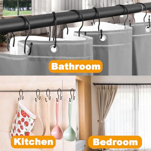 LULARINE Double Shower Curtain Hooks - 24 Rustproof Metal Rings