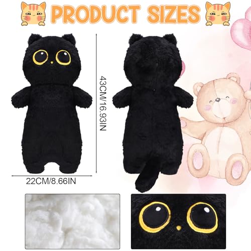 16.9-Inch Black Cat Plush Pillow - Soft & Cute Toy