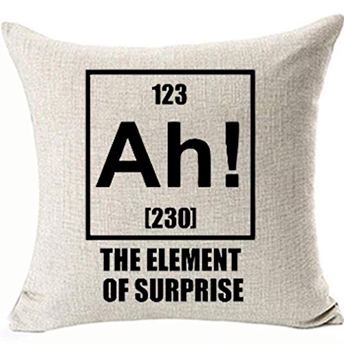 Ah! The Element of Surprise Science Throw Pillow Cover, 18x18 Inch Linen