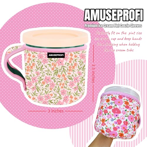 AMUSEPROFI Ice Cream Pint Coozie Sleeve - Spring Bloom Insulated Holder
