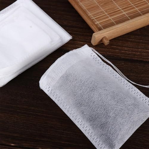 Disposable Empty Tea Bags with Drawstring 10x15cm for Loose Leaf Tea 100 Pcs