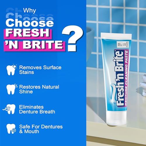 Fresh 'n Brite Denture Cleaner Paste - ADA Accepted Minty Dual Action Formula