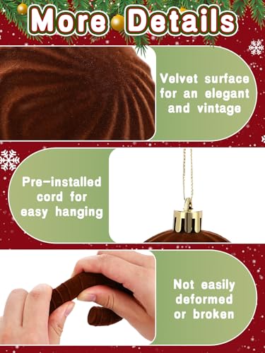 Brown Velvet Star Christmas Tree Topper & Ornaments Set, 30 Pieces