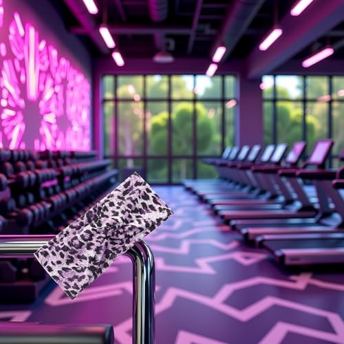 SelHeng Leopard Print Cross Elastic Headbands 2Pcs Gray Gym Hairband