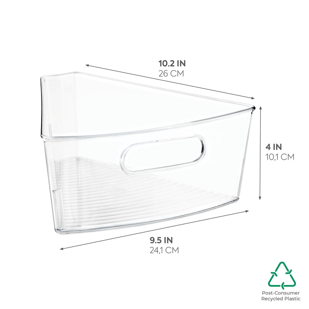 iDesign Plastic Lazy Susan Cabinet Storage Bin, 1/8 Wedge Container for Kitchen, Pantry, Counter, BPA-Free, 10.25" x 9.5" x 4", Clear