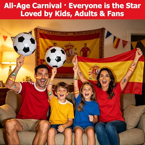 Spain World Cup 2026 Temporary Tattoos 10Pcs Waterproof Face Body Stickers