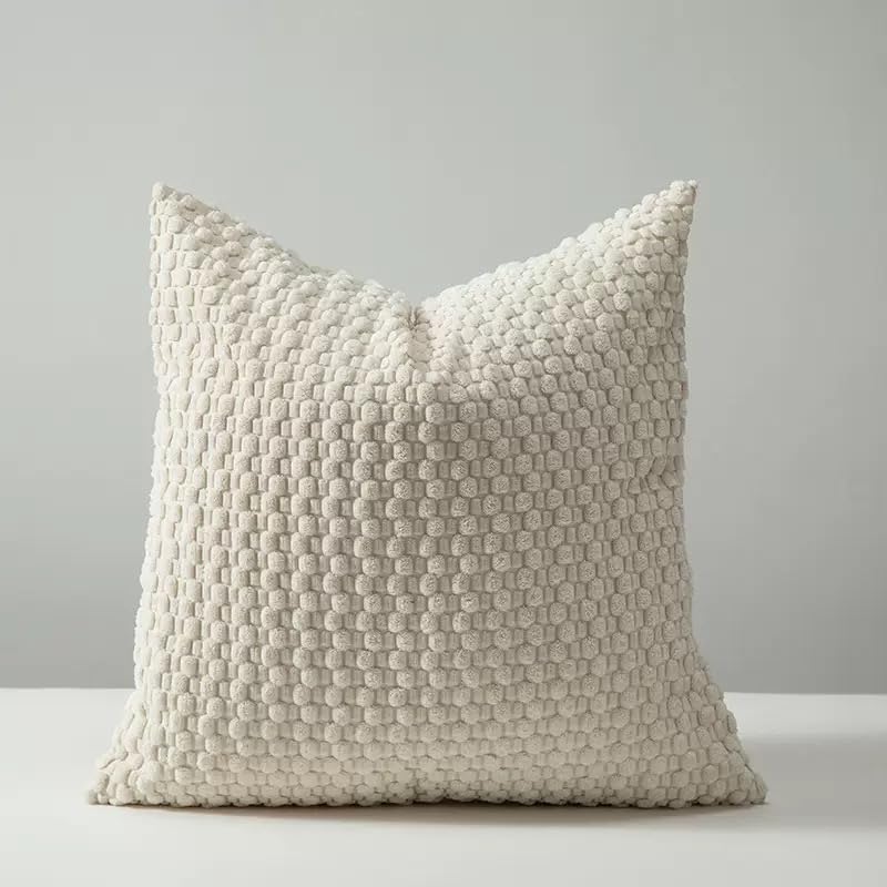 Textured Corduroy Throw Pillow Cover 18x18 Inch - Cream White